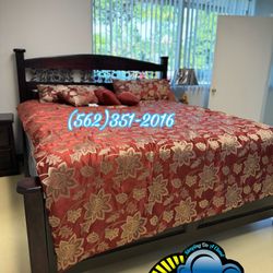 King Size Wooden Bed Frame With Mattress New Set Colchon Y Tambor 