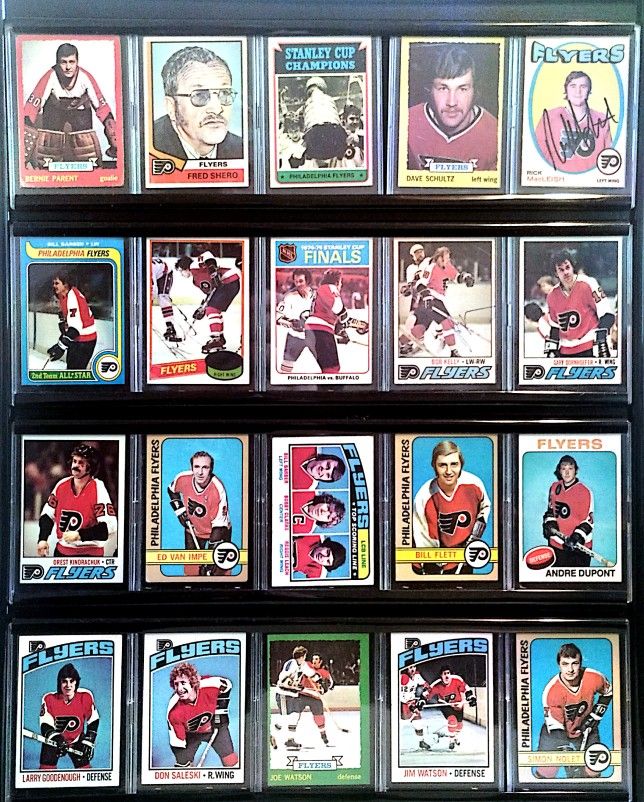 1973 Stanley Cup Champs Philadelphia Flyers 20 Card Poster/Board To Hang On Wall Has 20 Real Cards With Rick Macliesh Autograph