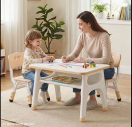 Kids Adjustable Activity Table & 2 Chairs Set – Graffiti/Learning Table