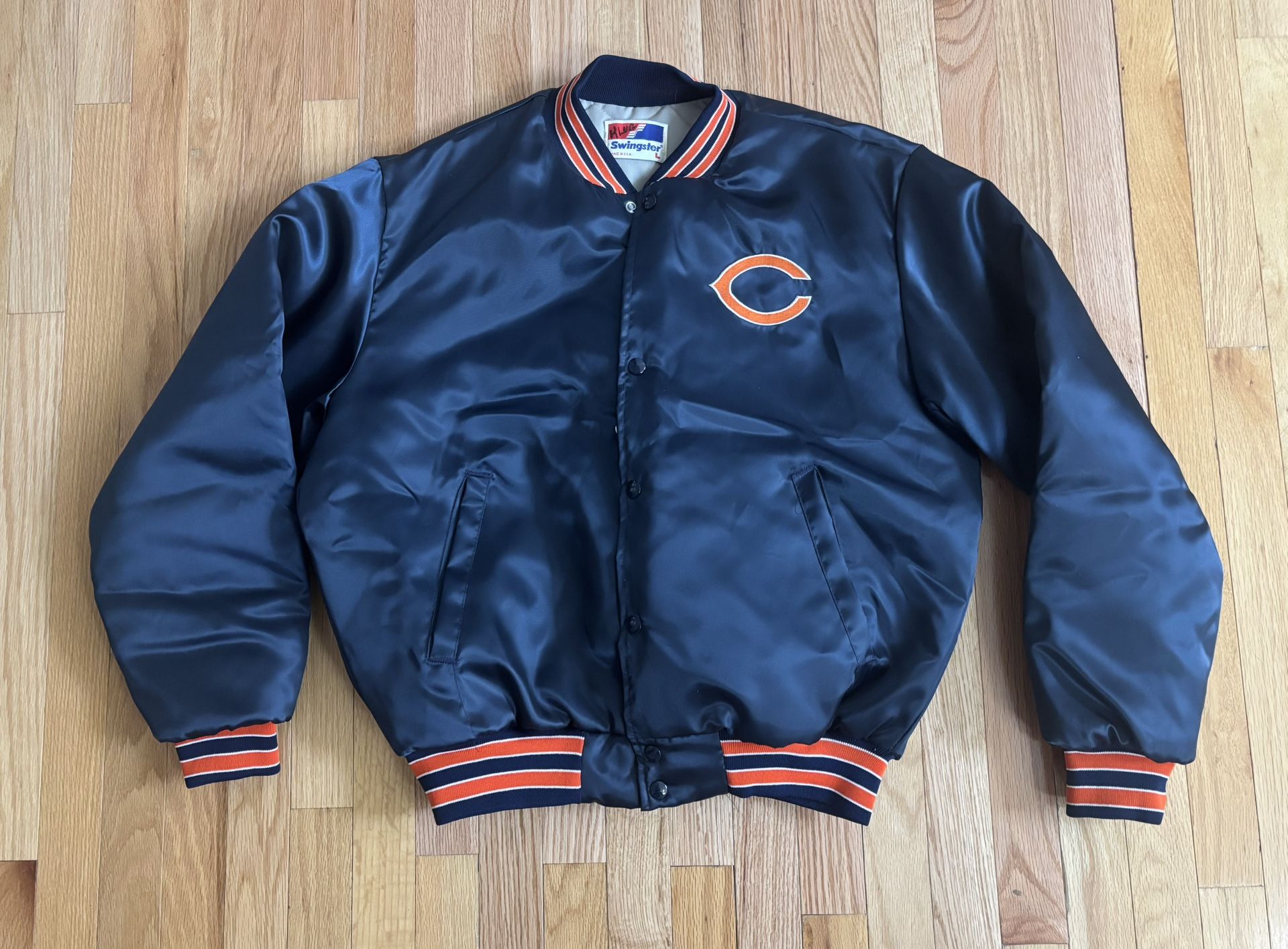 Vintage Chicago Bears Satin Swingster Jacket NFL Coat Men’s Size L