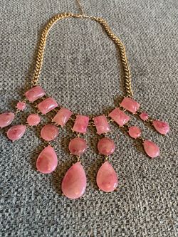 Pink Stone Bib Statement Necklace