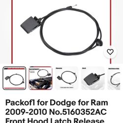 Front Hood Latch, release Cable