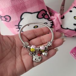 Sanrio Hello Kitty Y2K Bracelets Charm  Anime Kawaii Silver Rhinestone Jewelry