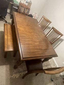 Dinning Table (4 Chairs 1 Bench)
