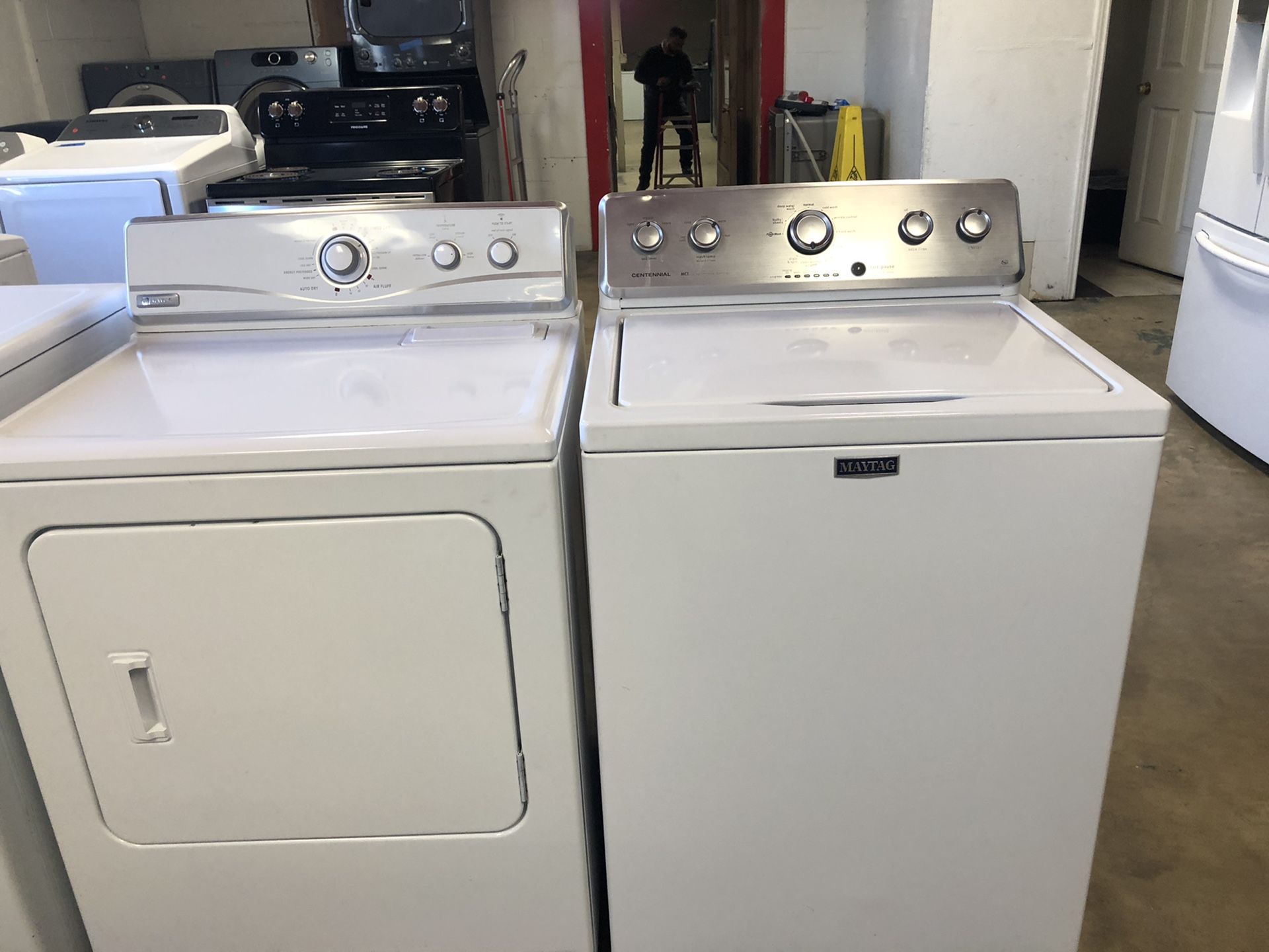 Maytag centennial washer and dryer set with 1yr warranty