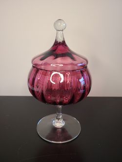 Vintage Cranberry Colony Made In Italy Compote