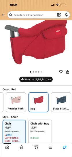 Inglesina Red portable baby highchair