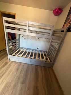 Sturdy Wooden twin Bunk Bed with storage drawers