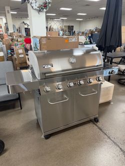 6-Burner Propane Gas Grill in Stainless with LED Controls, Side Burner and Rotisserie Kit