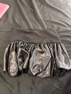 Black Faux Leather Bubble Mini Skirt