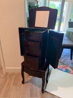 Standing Jewelry Armoire with Mirror
