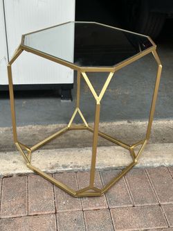Gold mirrored side table (1) 16x16 h 21.5