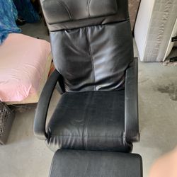 Leather Like Soft Vinyl Recliner And Ottoman
