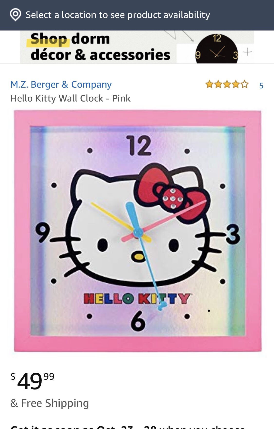 Hello kitty wall clock