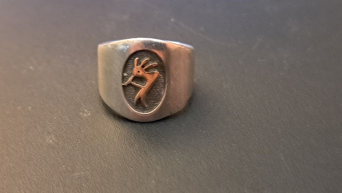 14k Gold And Sterling Ring RARE M. M. Rogers Vintage Bohemian Musician