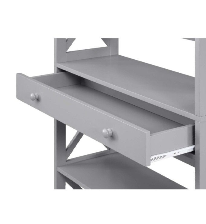 5 Tier Bookcase with Drawer in Gray