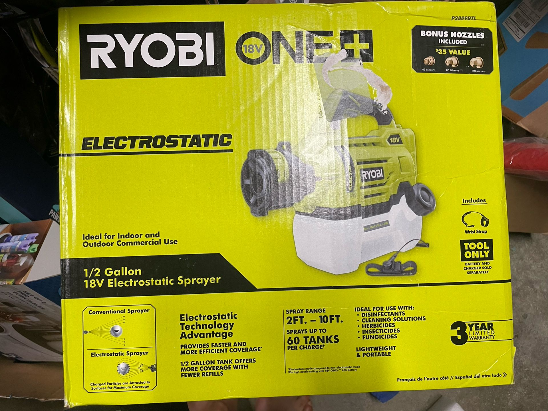 18V Electrostatic Sprayer 1/2 Gallon Ryobi