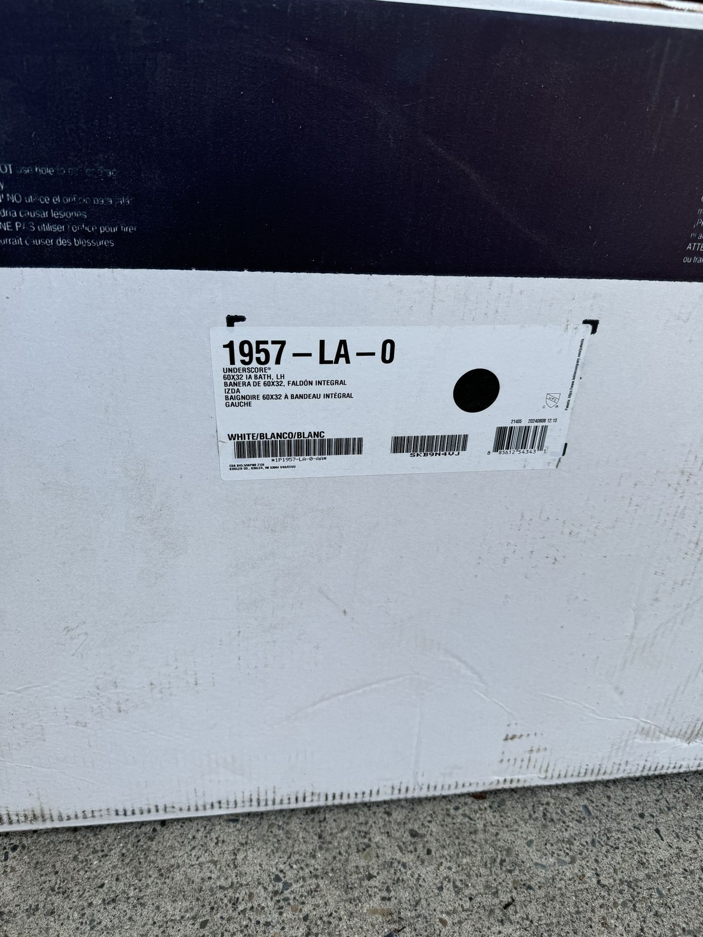 Kohler 60X32 IA BATH, LH