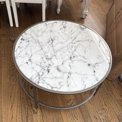 Faux Marble and Metal Frame Coffee Table