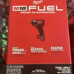 Milwaukee M18 Mid Torque 1/2” Impact Wrench 650 Breakaway Torque New Tool Only $200 Firm 