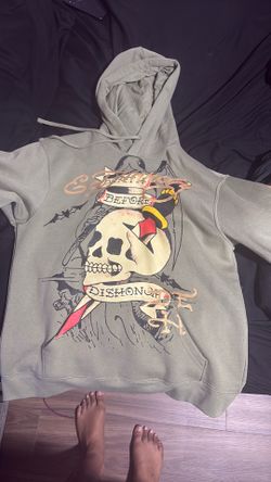 Ed Hardy Stüssy Grey Graphic Hoodie – Size L