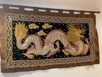 Vintage Thai Kalaga Tapestry / Wall-Hanging of Dragon