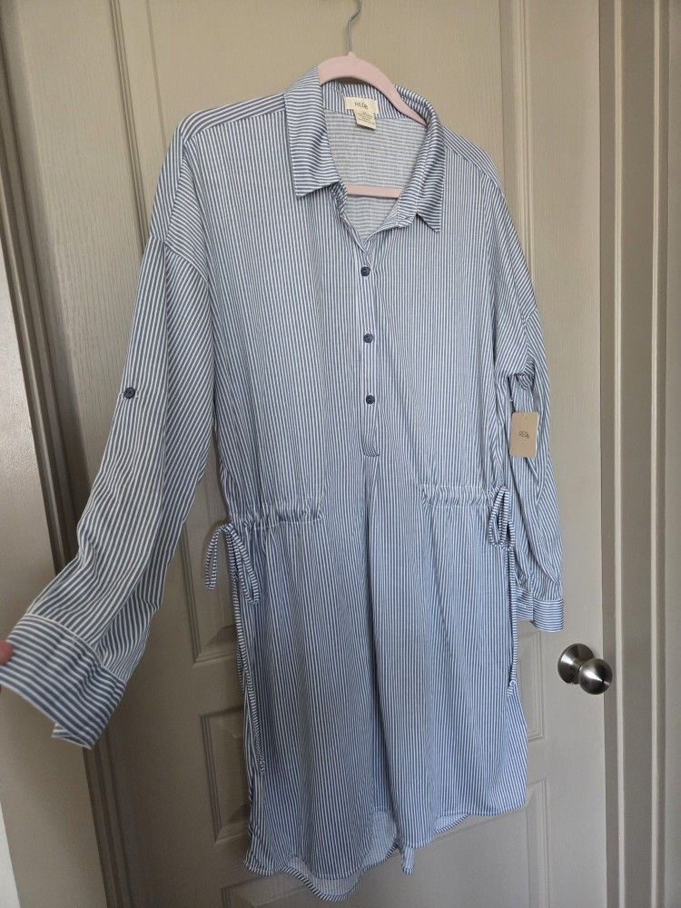 Blue White Striped Dress