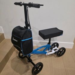 BlessReach Economy Knee Scooter Steerable Knee Walker for Foot Injuries Compact Crutches with Dual Rear on-Wheel Brake and Shock Absorption