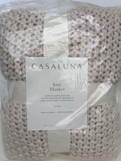 King Size Casaluna Chunky Knit Blanket | Beige, Natural