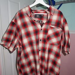 Harley-Davidson® Mens Willie G Skull One Pocket Plaid Woven Shirt 2XL