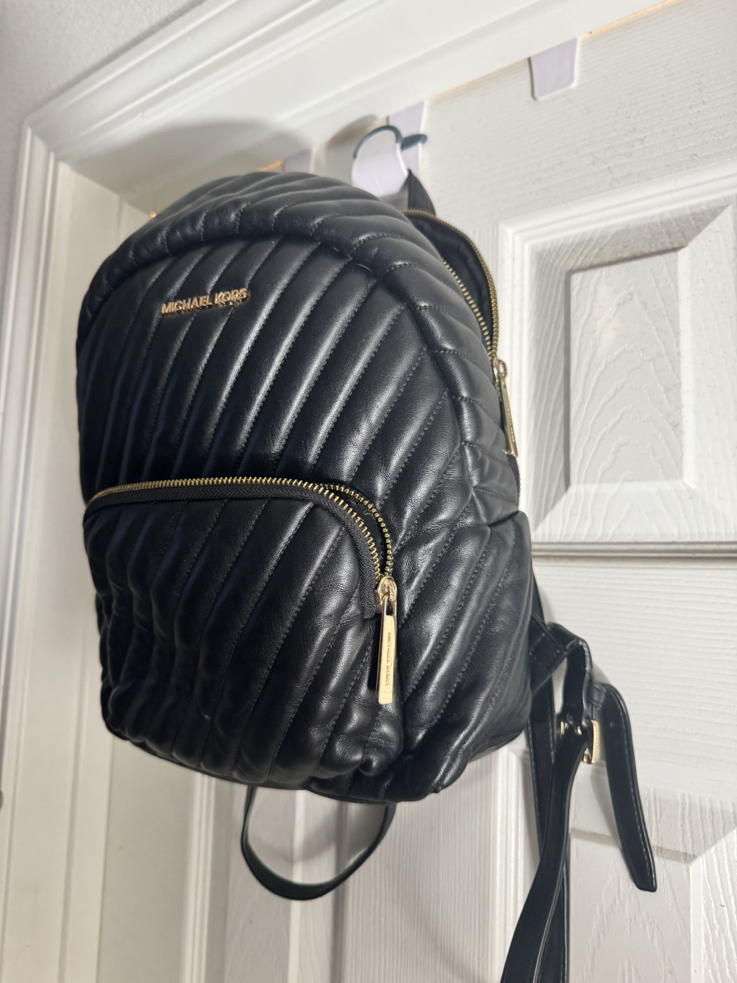 Mk Black Quilted Backpack