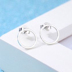 925 stamped sterling, women small round EARRINGS