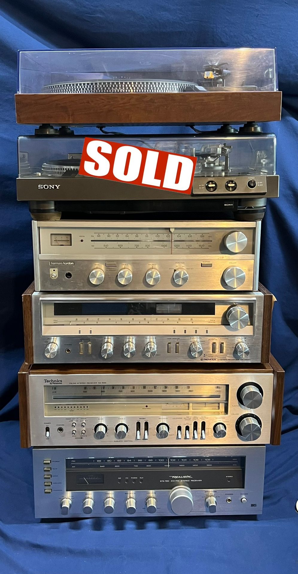Pioneer Technics Realistic Harman Kardon Sony SCS VINTAGE RECEIVERS AND TURNTABLES