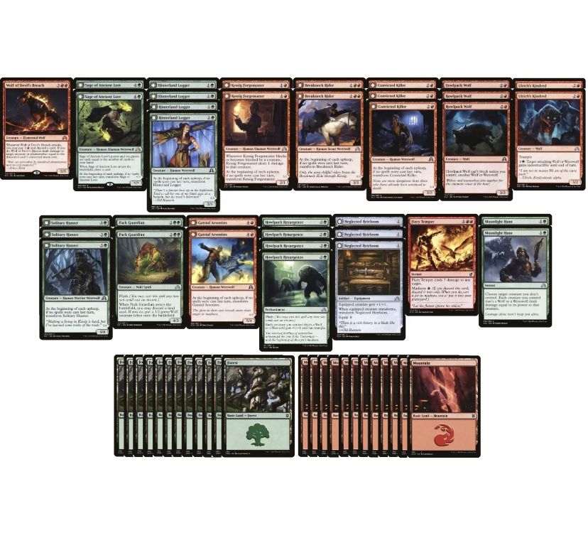 Red Green Werewolf Deck - 60 Cards - MTG Magic The Gathering - Ready to Play!!!