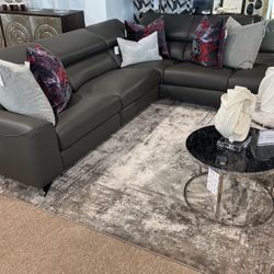 Dark Gray Leather Sectional 