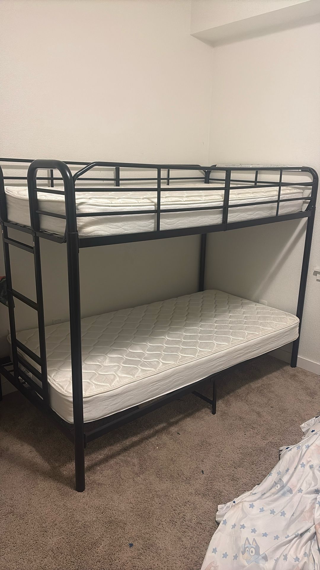 Twin Size Black Metal Bunk Bed - Almost New