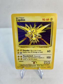Pokémon TCG Zapdos 016/102 Base Set Holo Rare Unlimited English 1999 NM