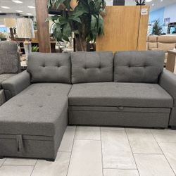 Reversible Sleeper Sectional with Storage Chaise - Dark Gray