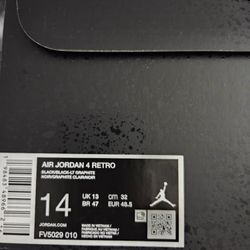 Jordan 4 Black Cat Size 14