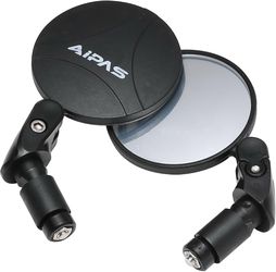 Aipas Handlebar Bike Mirror, 2 PCS Adjustable Bike Rear View Mirror, Bike Mirrors for Handlebars, Scratch Resistant Glass Lens Bar End Bike Mirror