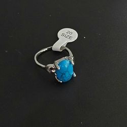 BLUE HOWLITE TURQUOISE  NEW POLISHED CABECHON SIZE 9 LADIES  RING
