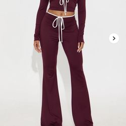 burgundy 2-piece lounge pant set