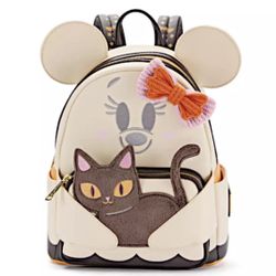 EXCLUSIVE DROP: Loungefly Disney Parks Halloween Cutie Ghost Minnie Mouse With Black Cat Mini Backpack