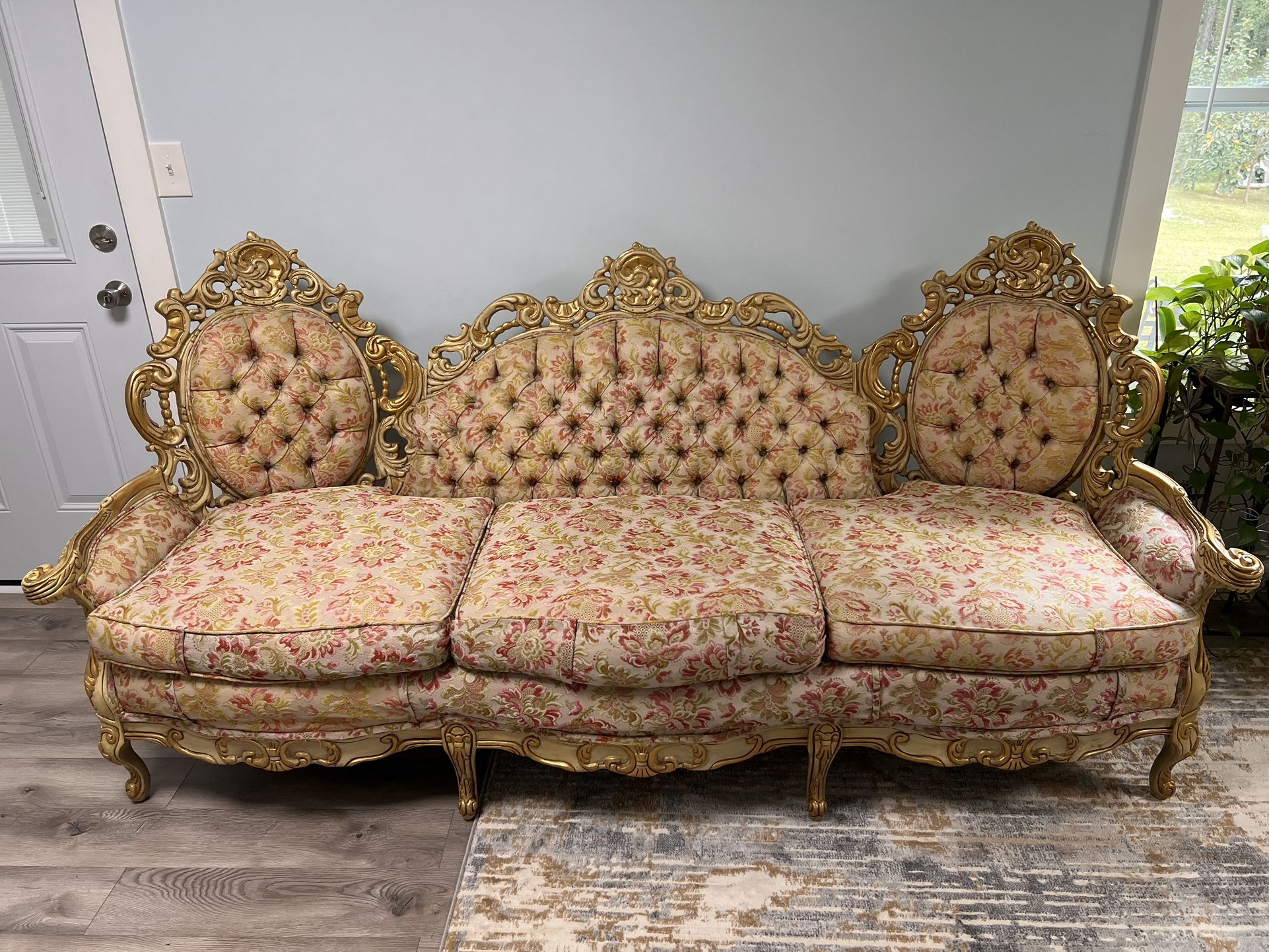 Vtg Antique French Couch Sofa 7ft Long
