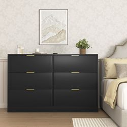 Brand New Sealed Modern 6 Drawer Black Dresser Storage Cabinet