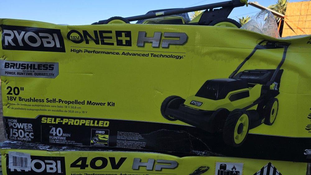 Ryobi 18v Brushless 20-in Cordless Battery Walk Behind Self Propelled Lawn Mower