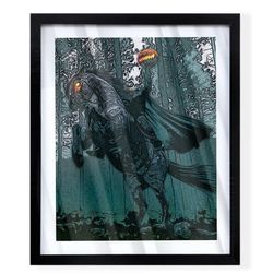 Custom art piece of the headless horseman from sleepy hollow on black frame