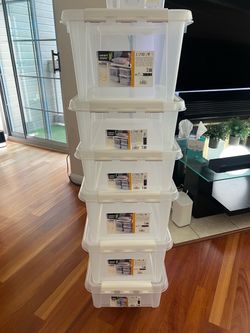 6 Clear Stackable Storage Bins with Lids – $25 OBO