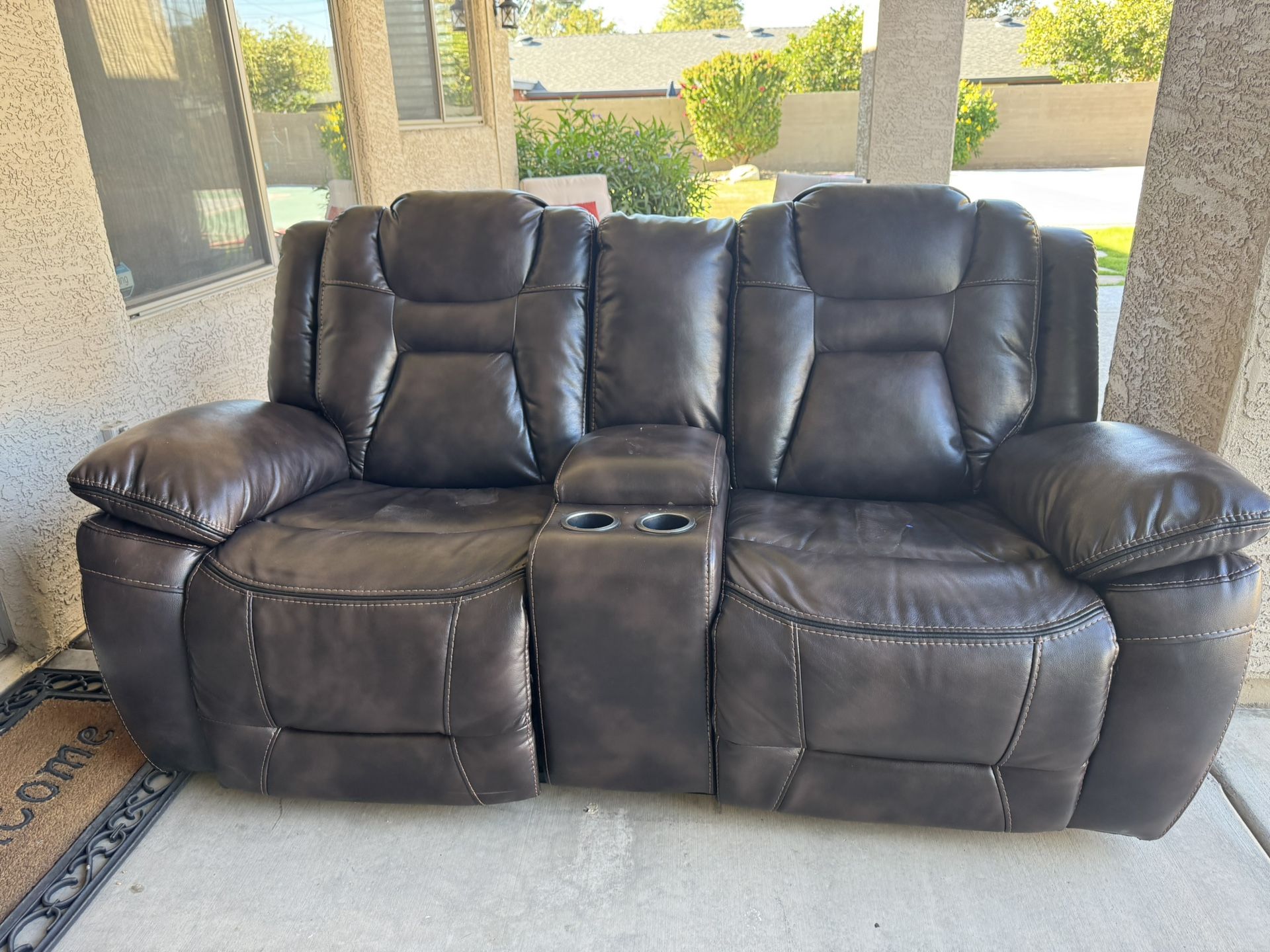 Two Seat Reclining loveseat W/center armrest & storage