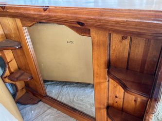 Wooden Wall Mirror with Side Shelves